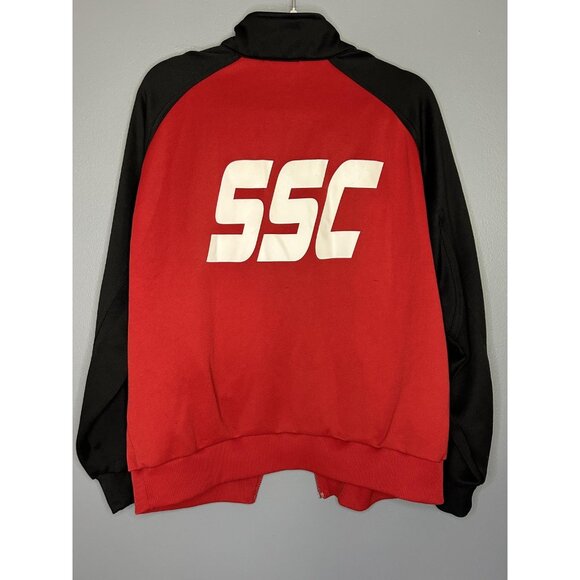 SSC Track Jacket Mens Medium Red Black Soccer Vintage Adidas Full Zip Pockets 14 - Picture 6 of 12